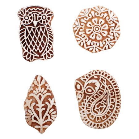 Set of 4 Piece New Mix Wooden Printing Block